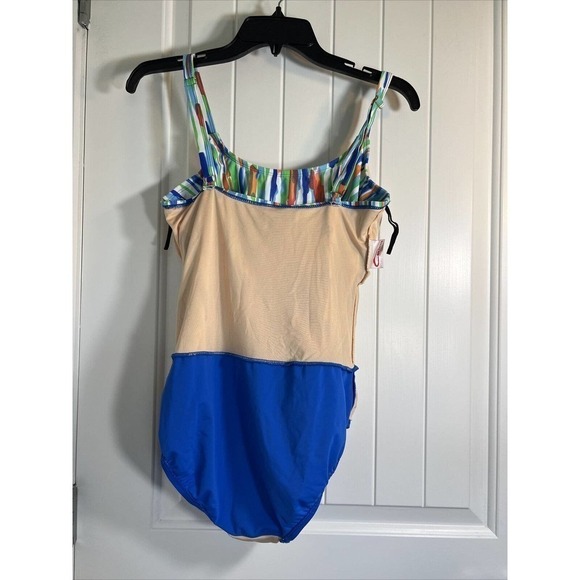 Ceeb Size 10 Women's 3 Tiered Ruffle Tankini Top One Piece Swimsuit- Multi Color - Picture 11 of 12